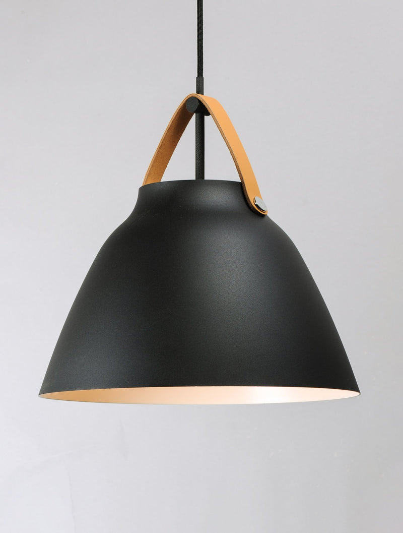 Nordic 14" Pendant in Tan Leather / Black