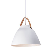 Nordic 14" Pendant in Tan Leather / White