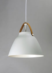Nordic 14" Pendant in Tan Leather / White