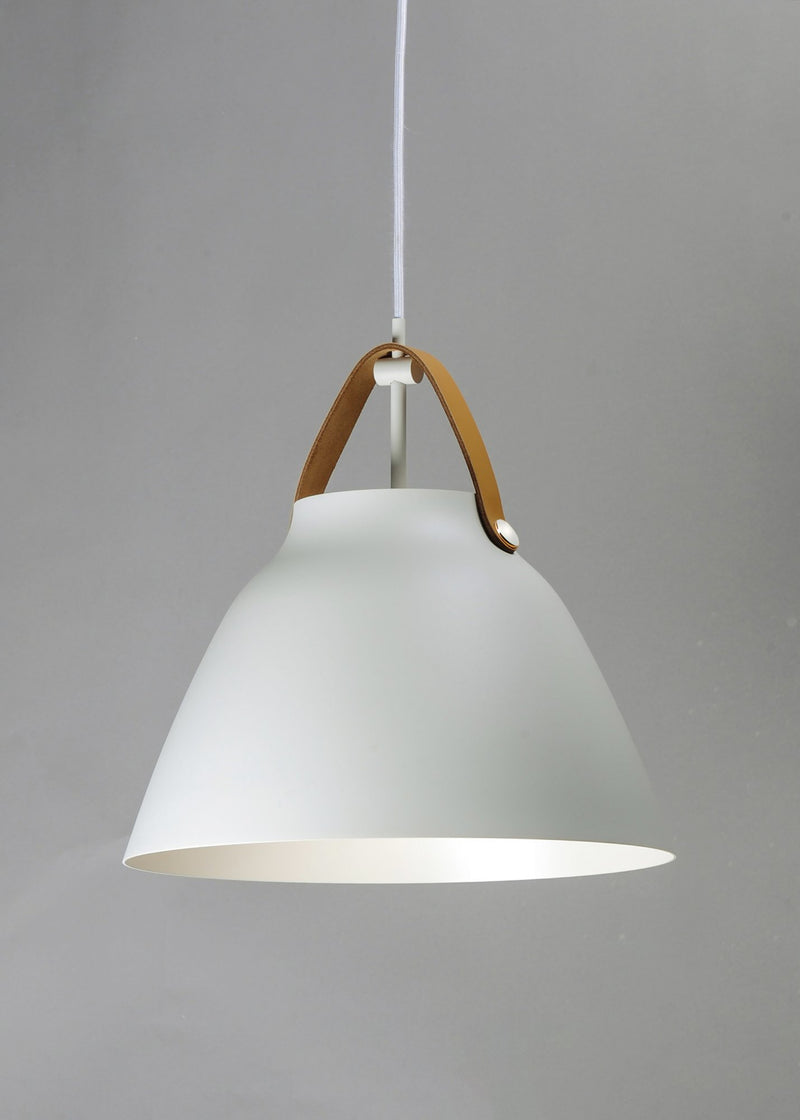 Nordic 14" Pendant in Tan Leather / White