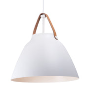 Nordic 19" Pendant in Tan Leather / White