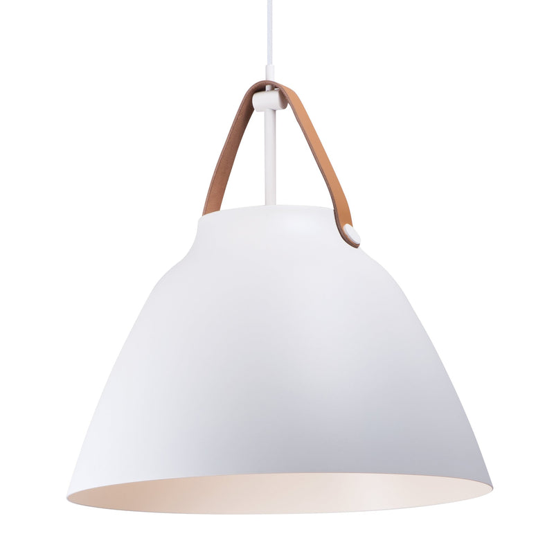 Nordic 19" Pendant in Tan Leather / White