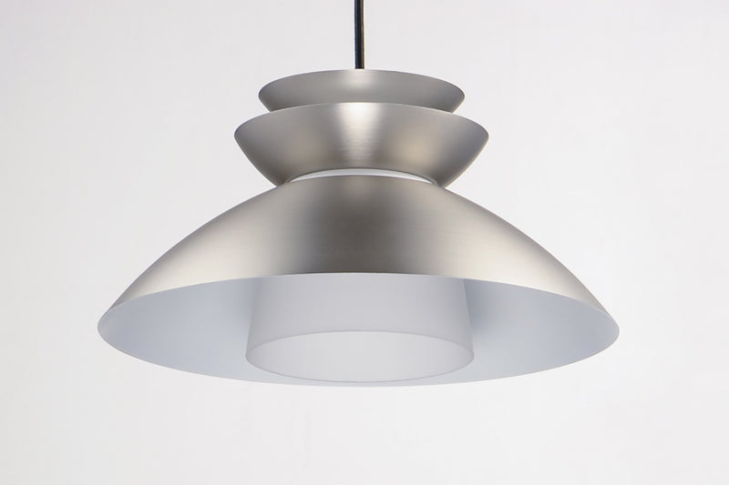 Nordic 14" Pendant with Glass Diffuser in Brushed Platinum