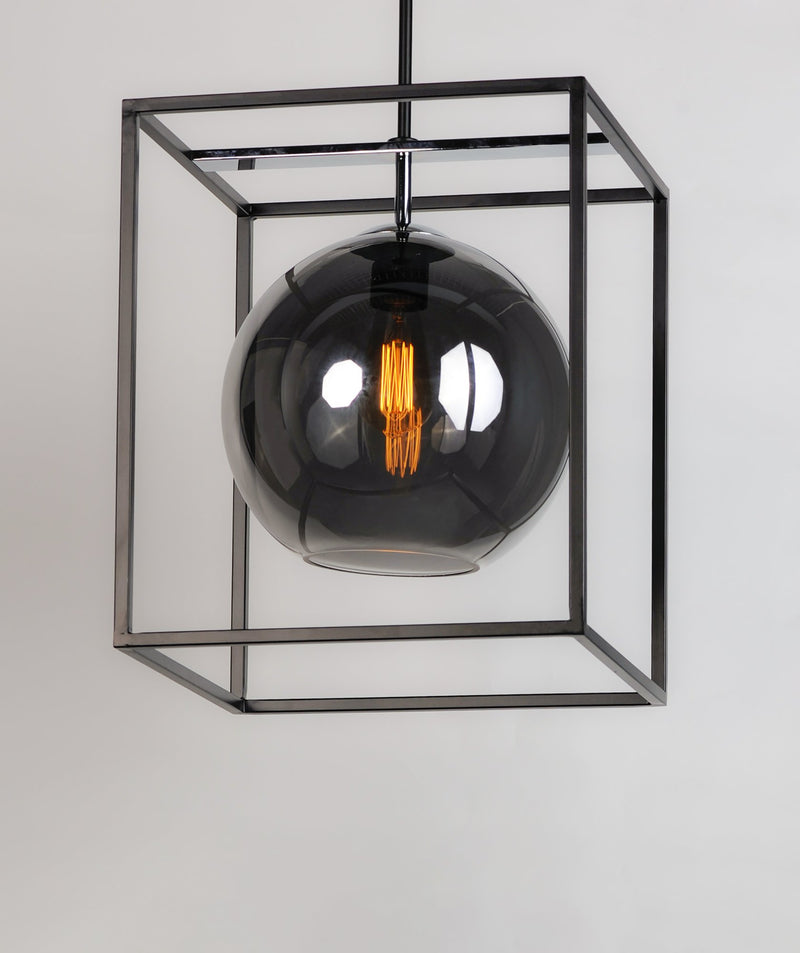 Fluid 15" LED Pendant in Black / Polished Chrome