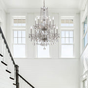 Traditional Crystal 12 Light 26.5" Chandelier in Polished Chrome in a room setting