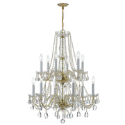 Traditional Crystal 12 Light 26.5" Chandelier in Polished Brass