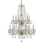 Traditional Crystal 12 Light 26.5" Chandelier in Polished Brass