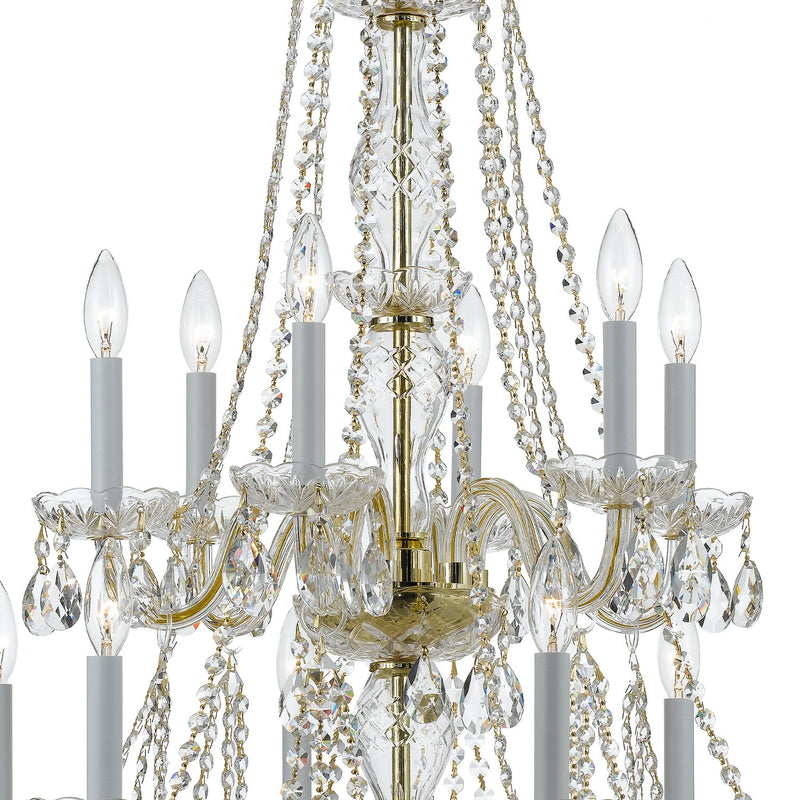 Traditional Crystal 12 Light 26.5" Chandelier in Polished Brass