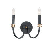 Charlton 2 Light Wall Sconce in Black / Antique Brass