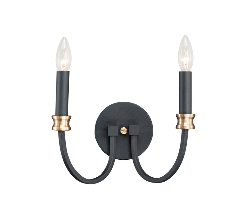 Charlton 2 Light Wall Sconce in Black / Antique Brass
