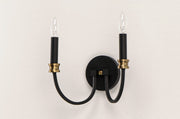 Charlton 2 Light Wall Sconce in Black / Antique Brass