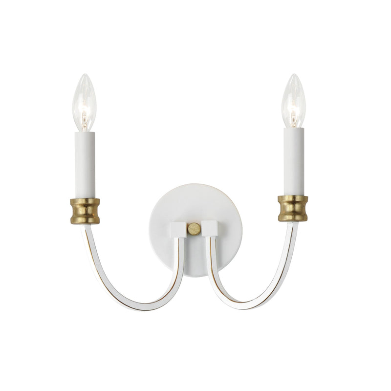 Charlton 2 Light Wall Sconce in Weathered White / Gold Leaf