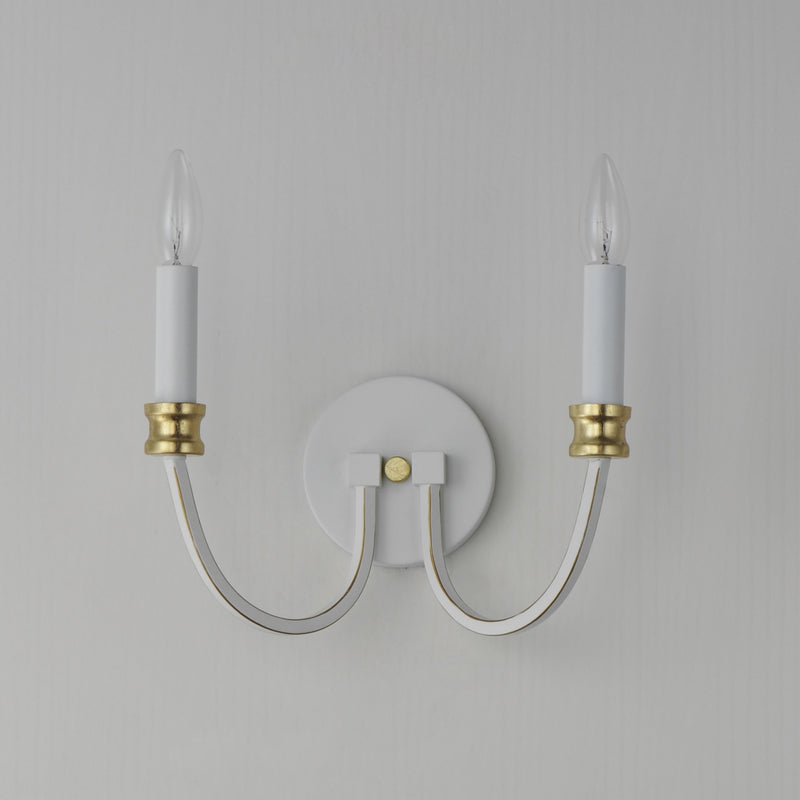 Charlton 2 Light Wall Sconce in Weathered White / Gold Leaf