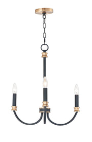 Charlton 3 Light Chandelier in Black / Antique Brass