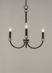 Charlton 3 Light Chandelier in Black / Antique Brass