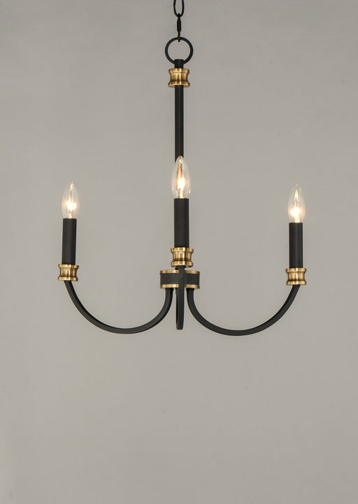 Charlton 3 Light Chandelier in Black / Antique Brass