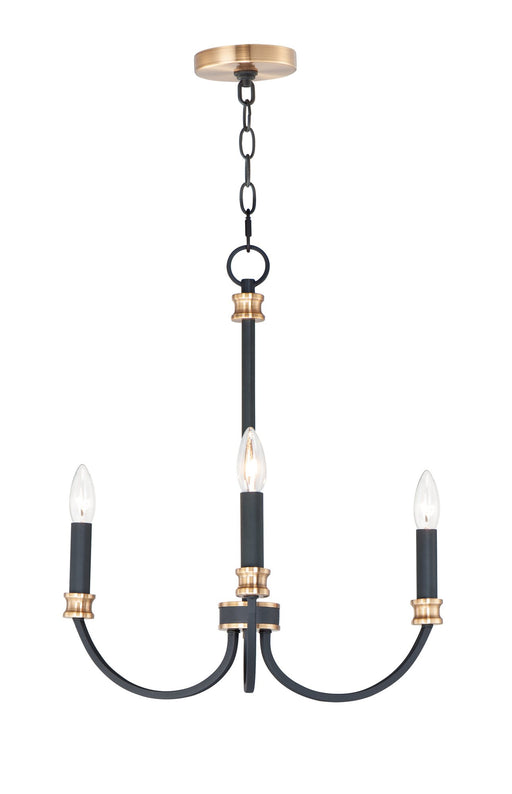 Charlton 3 Light Chandelier in Black / Antique Brass