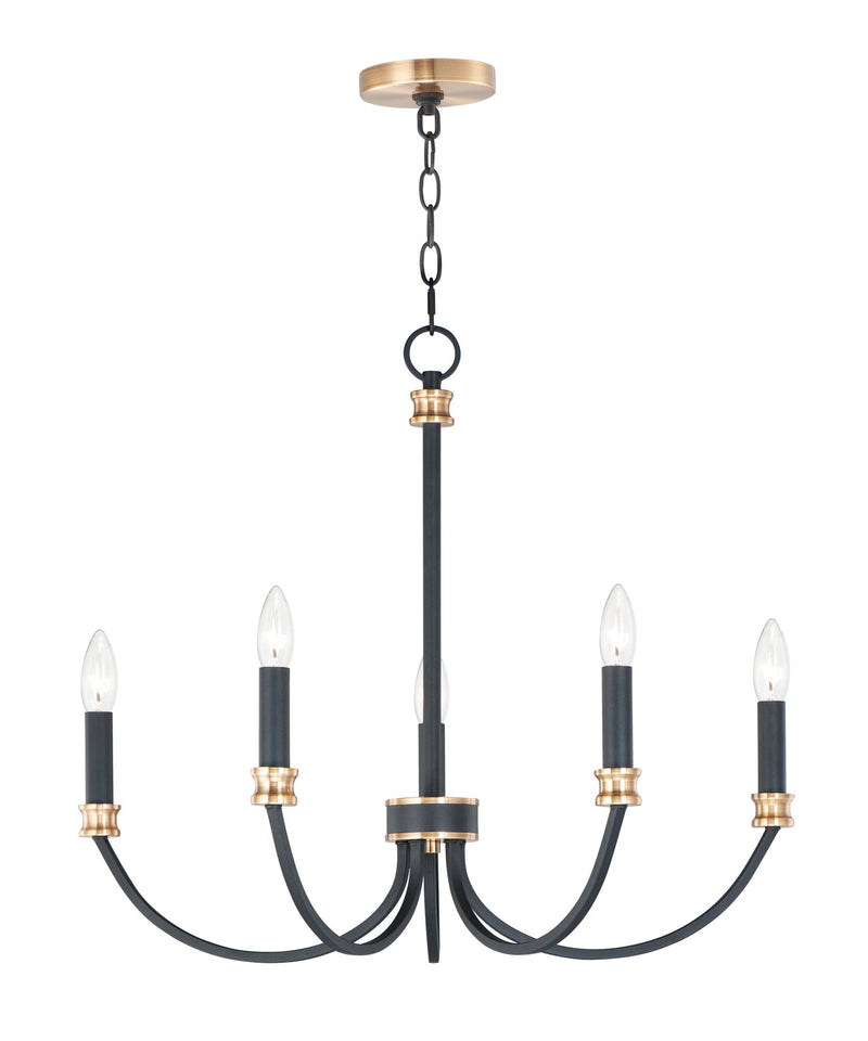 Charlton 5 Light Chandelier in Black / Antique Brass