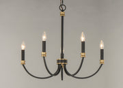 Charlton 5 Light Chandelier in Black / Antique Brass