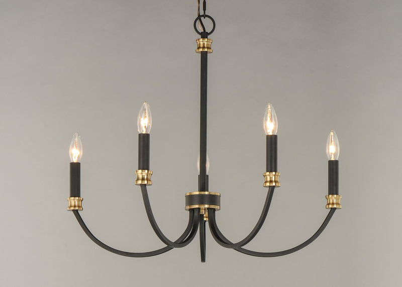 Charlton 5 Light Chandelier in Black / Antique Brass
