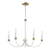 Charlton 5 Light Chandelier in Weathered White / Gold Leaf