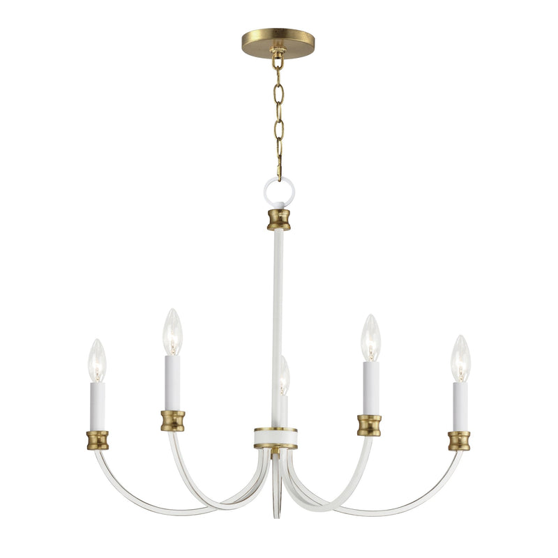 Charlton 5 Light Chandelier in Weathered White / Gold Leaf