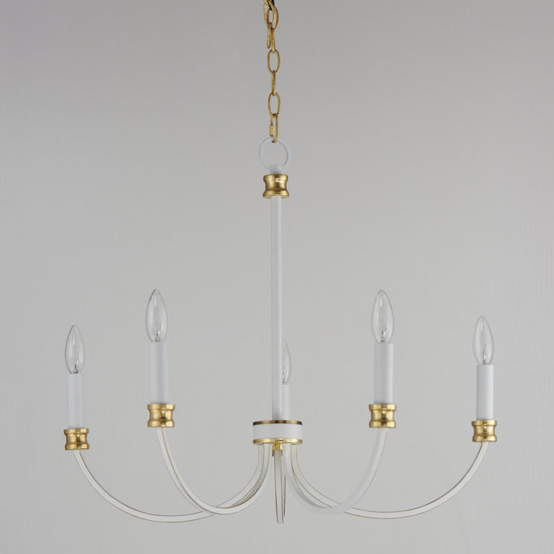 Charlton 5 Light Chandelier in Weathered White / Gold Leaf