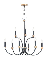 Charlton 9 Light Chandelier in Black / Antique Brass
