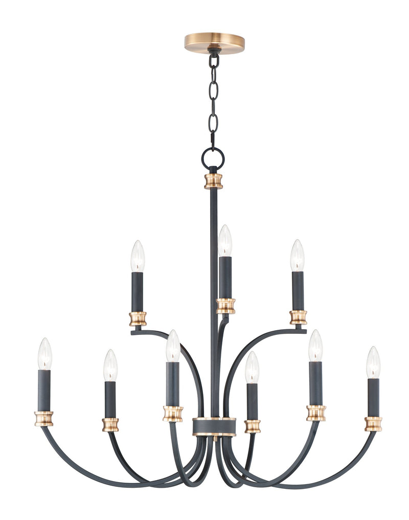 Charlton 9 Light Chandelier in Black / Antique Brass
