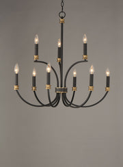 Charlton 9 Light Chandelier in Black / Antique Brass