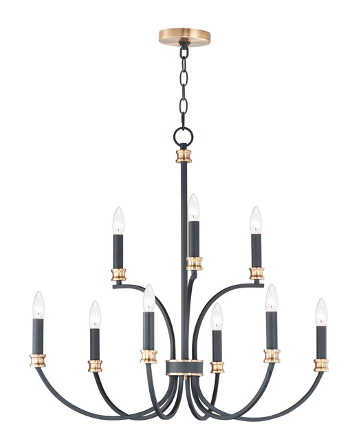 Charlton 9 Light Chandelier in Black / Antique Brass