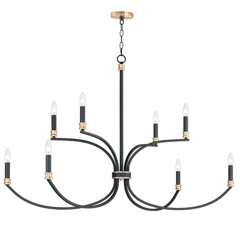 Charlton 8 Light Chandelier in Black / Antique Brass