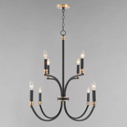 Charlton 8 Light Chandelier in Black / Antique Brass