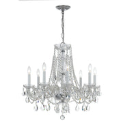 Traditional Crystal 8 Light 26" Chandelier in Polished Chrome