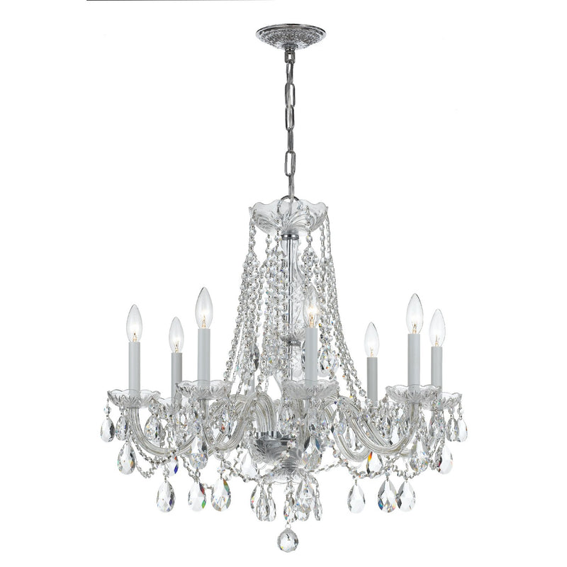 Traditional Crystal 8 Light 26" Chandelier in Polished Chrome