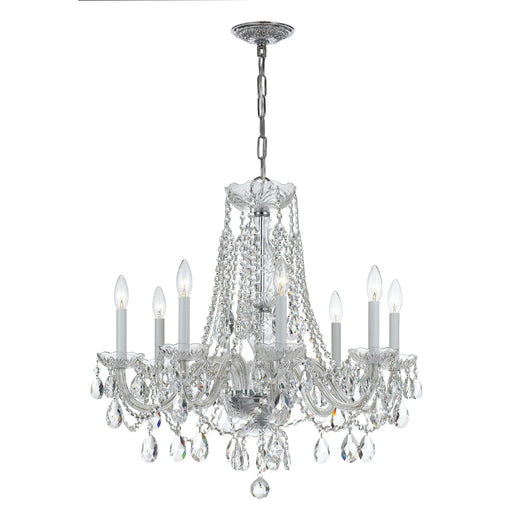 Traditional Crystal 8 Light 26" Chandelier in Polished Chrome