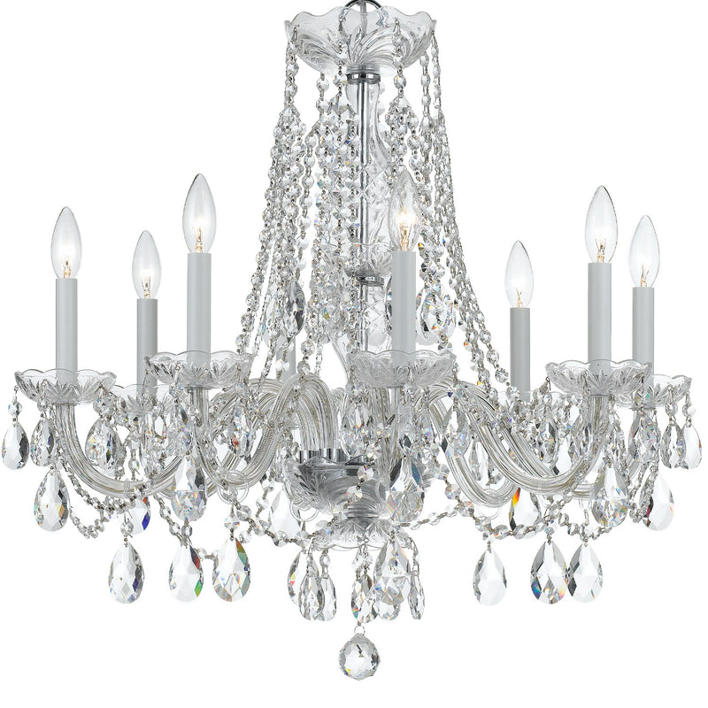 Traditional Crystal 8 Light 26" Chandelier in Polished Chrome