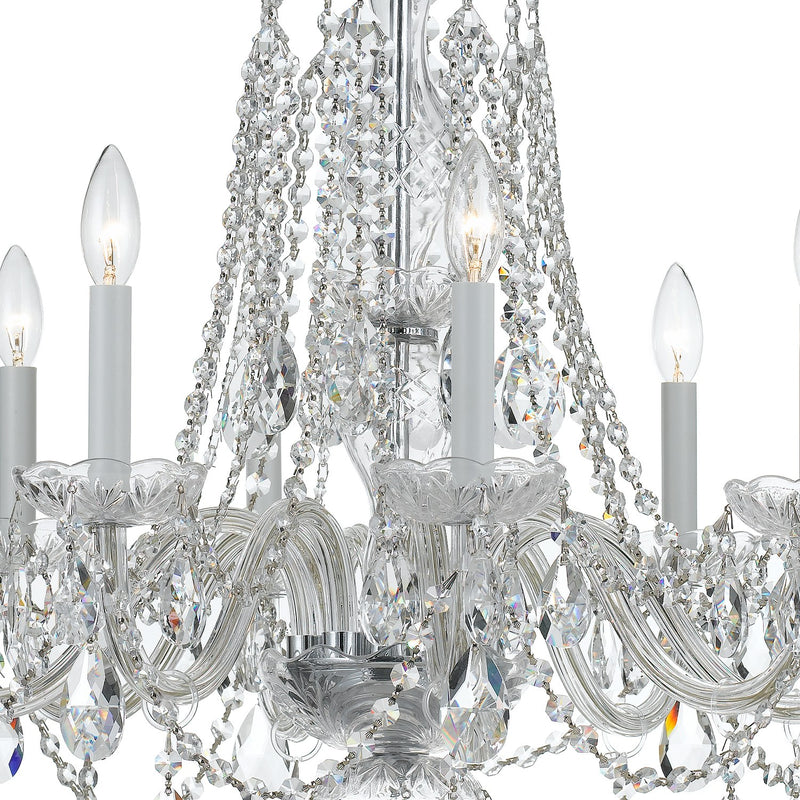 Traditional Crystal 8 Light 26" Chandelier in Polished Chrome
