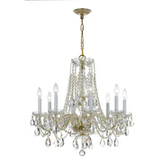Traditional Crystal 8 Light 26" Chandelier in Polished Brass