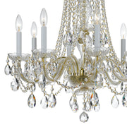 Traditional Crystal 8 Light 26" Chandelier in Polished Brass
