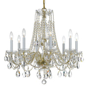Traditional Crystal 8 Light 26" Chandelier in Polished Brass