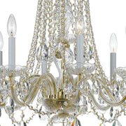 Traditional Crystal 8 Light 26" Chandelier in Polished Brass