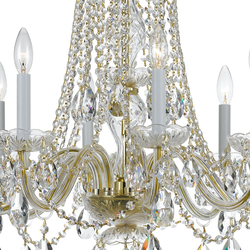 Traditional Crystal 8 Light 26" Chandelier in Polished Brass