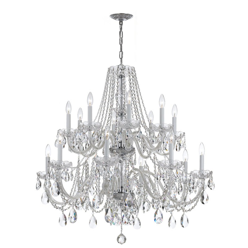 Traditional Crystal 16 Light 37" Chandelier in Polished Chrome