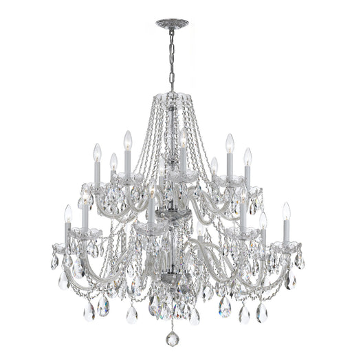 Traditional Crystal 16 Light 37" Chandelier in Polished Chrome