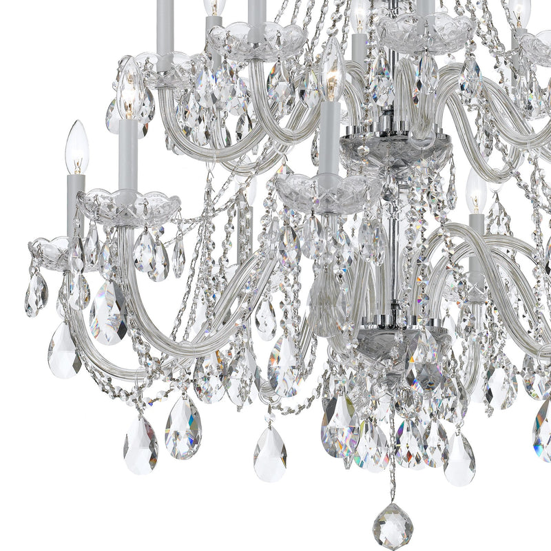 Traditional Crystal 16 Light 37" Chandelier in Polished Chrome
