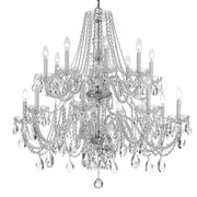 Traditional Crystal 16 Light 37" Chandelier in Polished Chrome