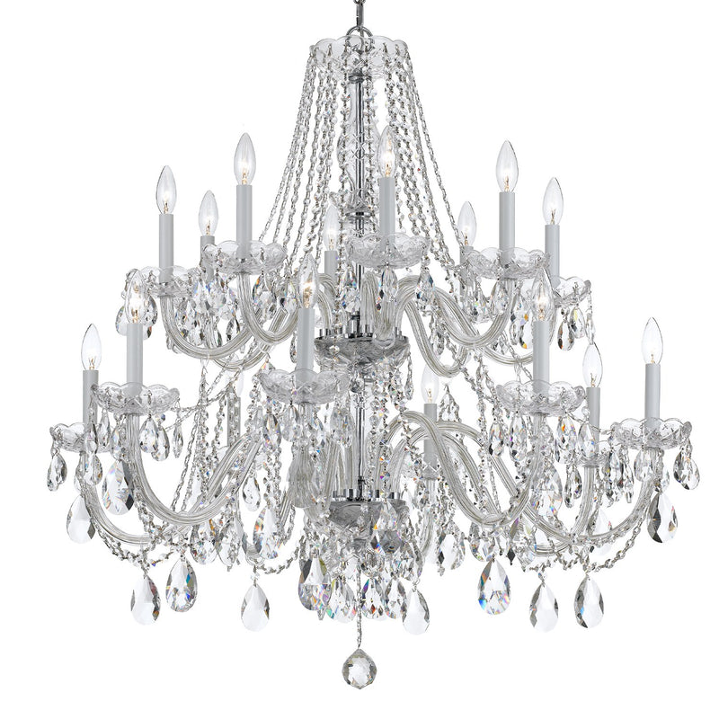 Traditional Crystal 16 Light 37" Chandelier in Polished Chrome