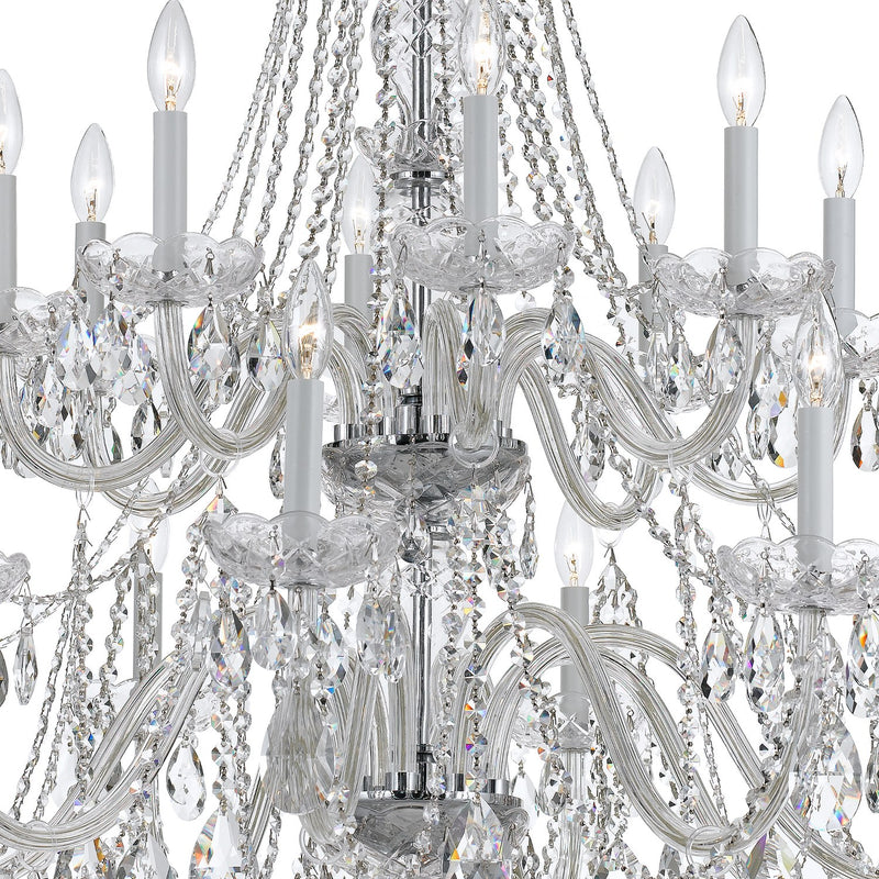 Traditional Crystal 16 Light 37" Chandelier in Polished Chrome