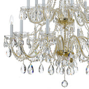 Traditional Crystal 16 Light 37" Chandelier in Polished Brass